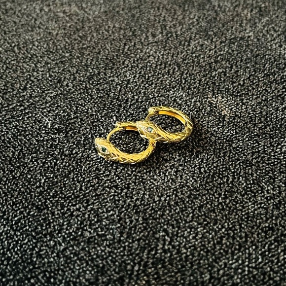 Anthropologie Gold Green Snake Earrings - Picture 1 of 4